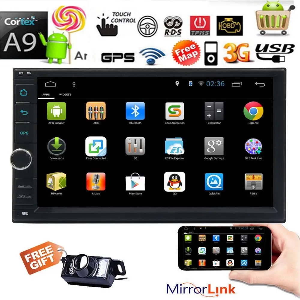 Android 5 1 7 &quotдвойной 2DIN автомобильный стерео радио GPS без DVD плеер Bluetooth + камера|gps