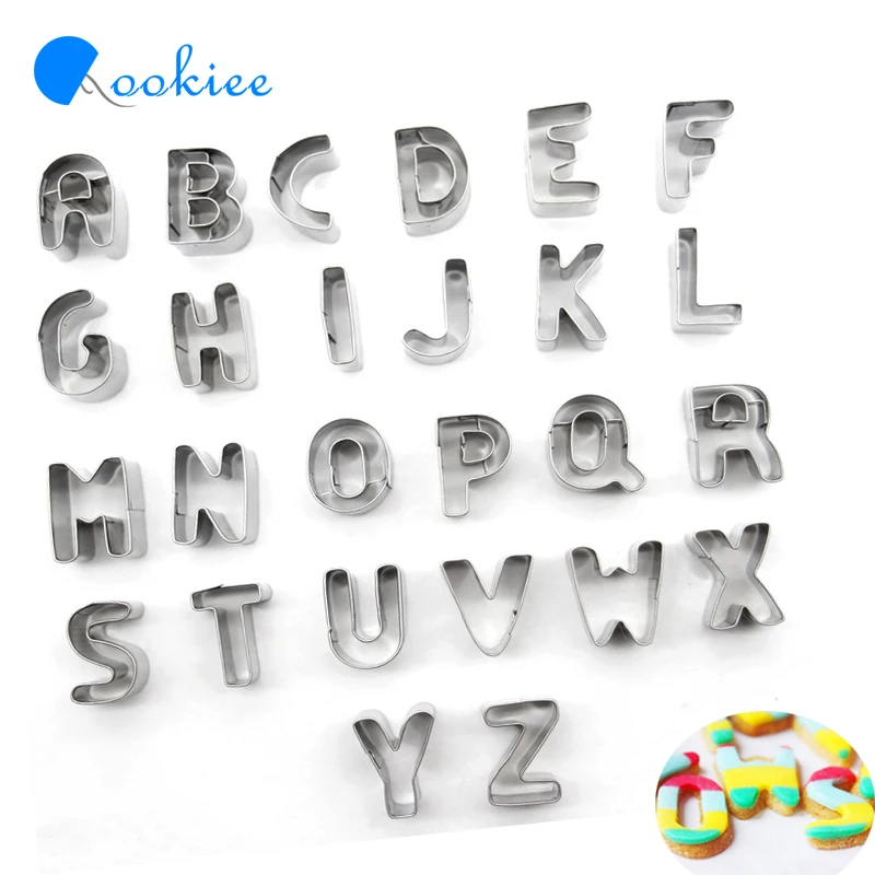 Qookiee 26 шт./компл. Формочки Алфавит Форма Нержавеющая сталь Торт Cutter Украшение