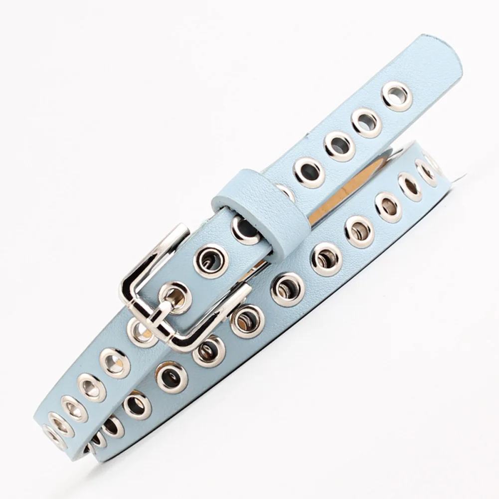 

Newly PU Leather Belt With Alloy Buckle Hollow Rivets Waist Belts for Women Jeans Pants m99