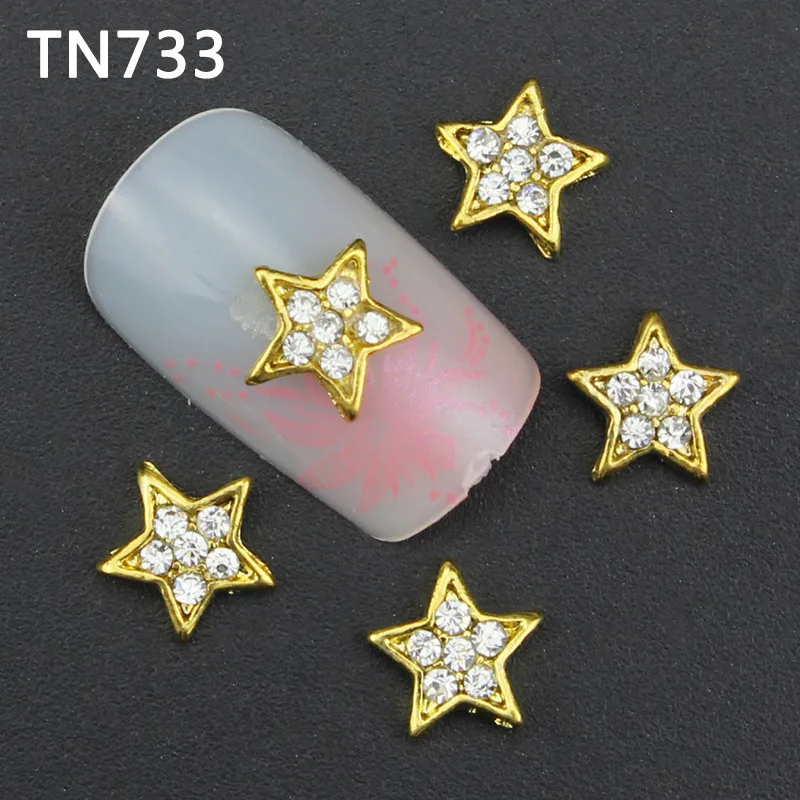 10 шт 3d Сплав gold star гвоздики для нейл-арта Блеск украшения из страз для ногтей маникюр инструмент поставщиков