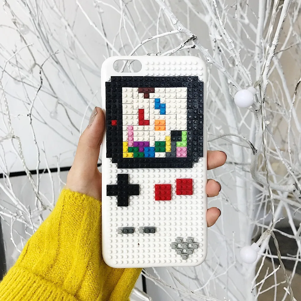 For iPhone6/7/8/PLUS mobile phone shell blocks Lego DIY jigsaw puzzle pattern protector couple | Мобильные телефоны и