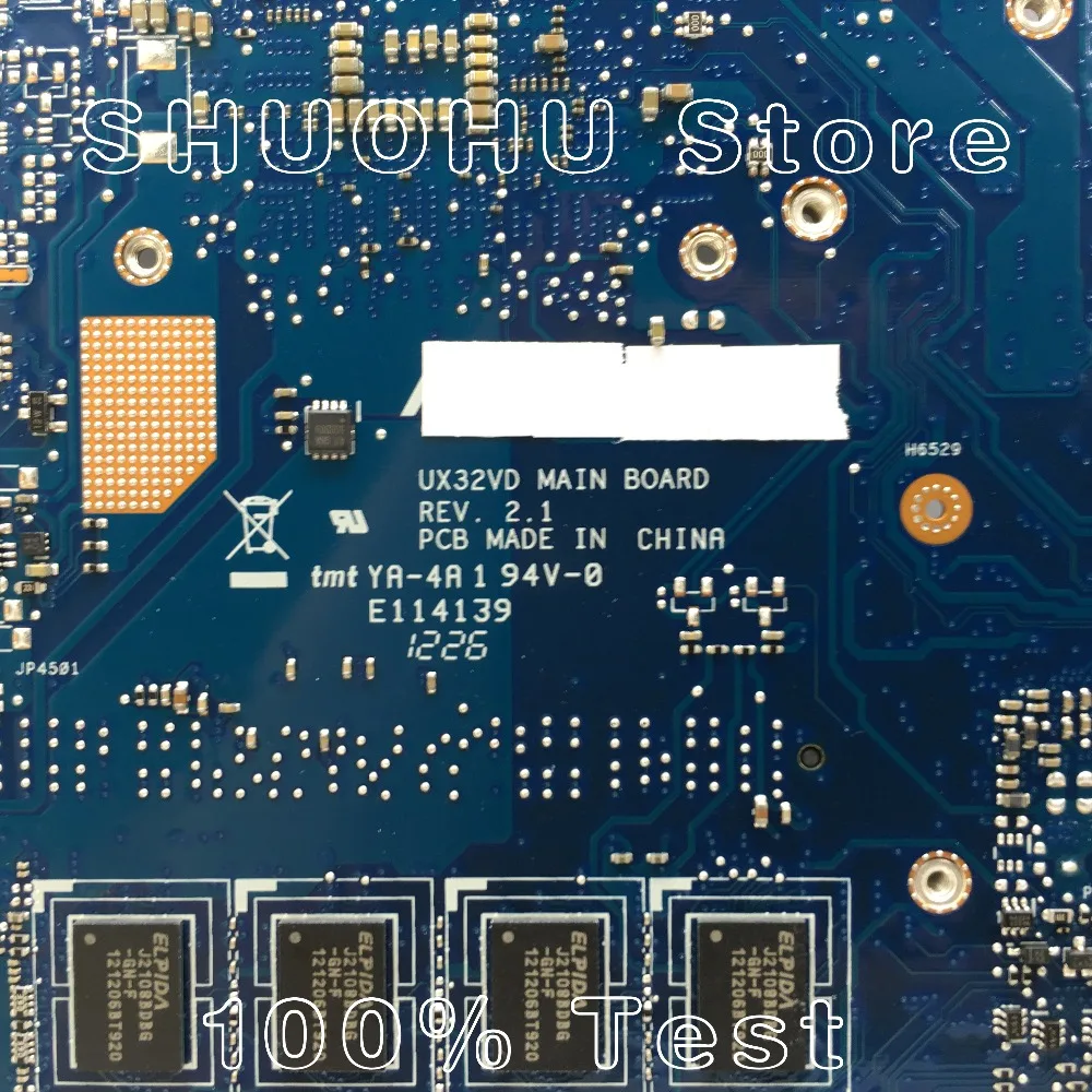 KEFU для ASUS Zenbook UX32A UX32VD UX32V I3CPU память 2 Гб материнская плата ноутбука протестирована