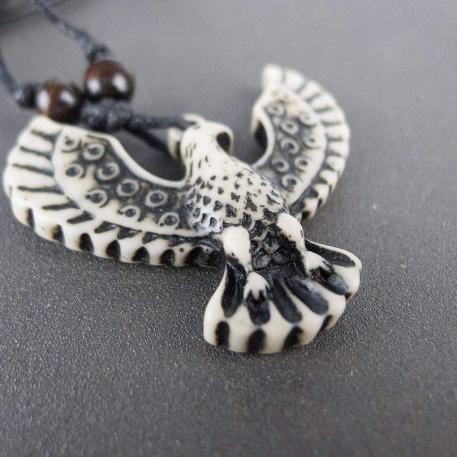 Phoenix Man's Pendant limitation Yak Bone Material Art Necklace Vintage Men's adjustable Rope Necklaces #GZ211 | Украшения и