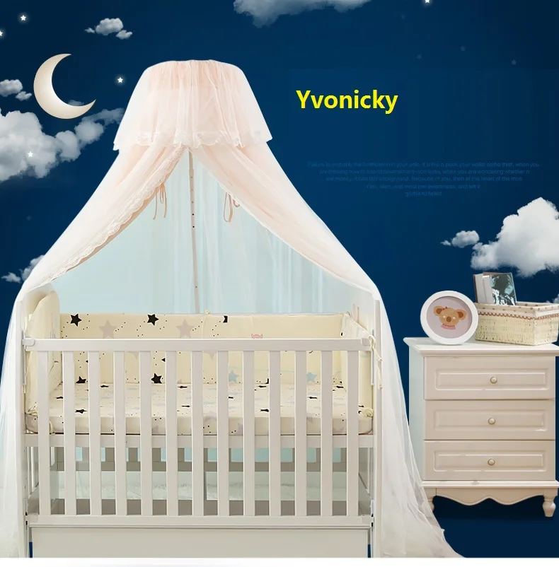 

2 layers Baby Crib Mosquito Net Infants Shading Chiffon Bed canopy Boy girl 4 Seasons Summer Round Netting Protector Bed Mantle