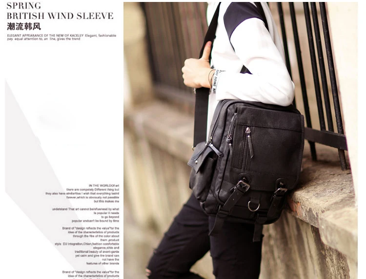 Дизайнерская мужская нагрудная сумка из искусственной кожи винтажный