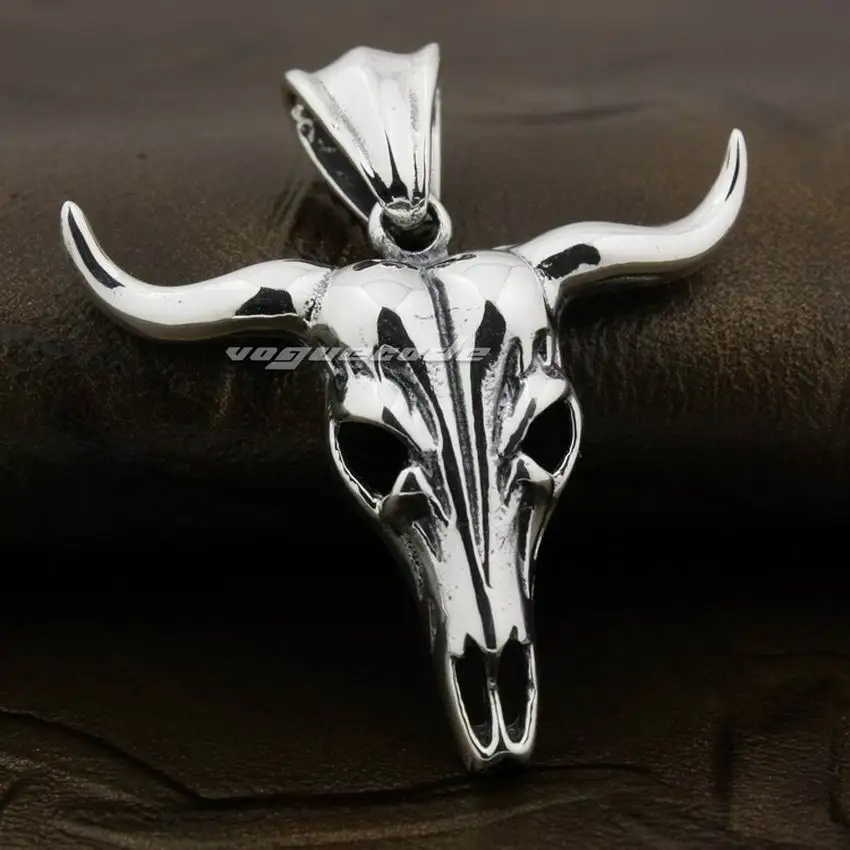 LINSION высшее качество Очаровательная большая фотолампа серебряная 8B004|biker pendant|buffalo