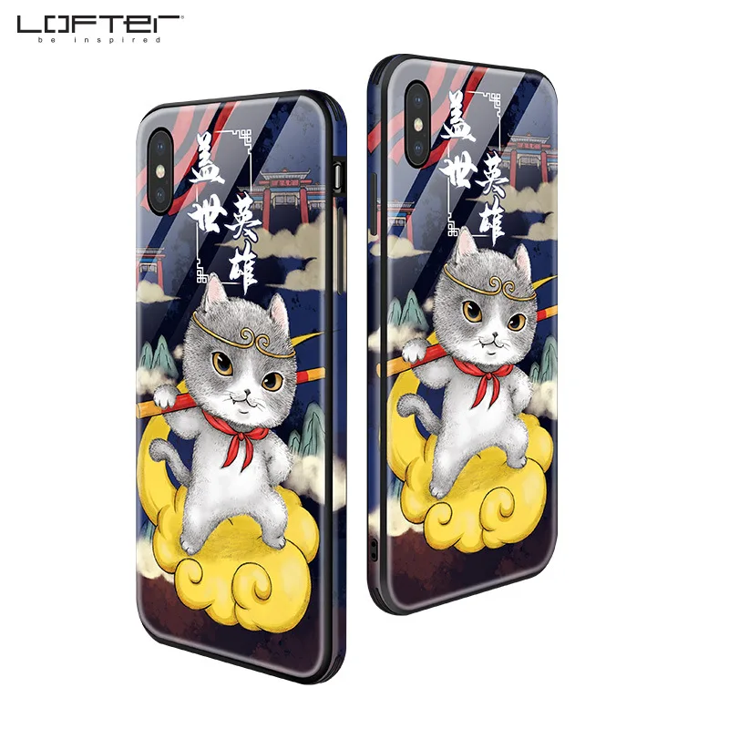 Стеклянный чехол для iPhone X XS в китайском стиле с рисунком из закаленного стекла
