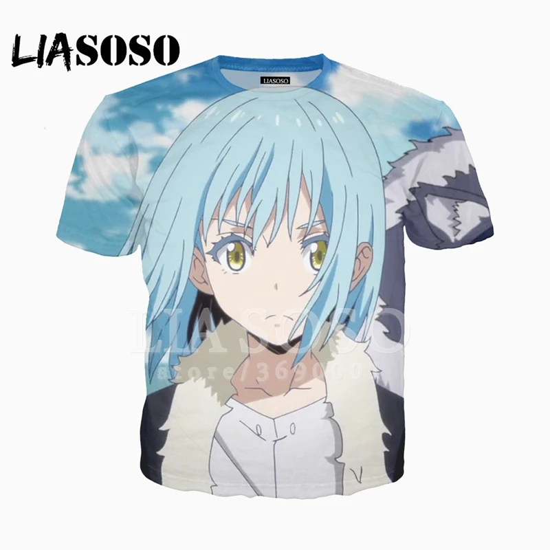 LIASOSO/женская и мужская футболка с 3D принтом аниме That Time I Got Reincarnated as a Slime летняя