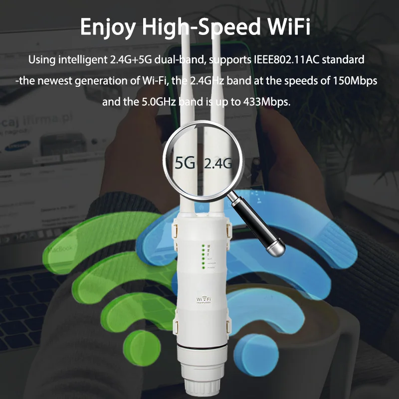 AC600 Wi Fi репитер открытый водонепроницаемый высокая мощность 2 4 ГГц 150 Мбит/с и 5 433