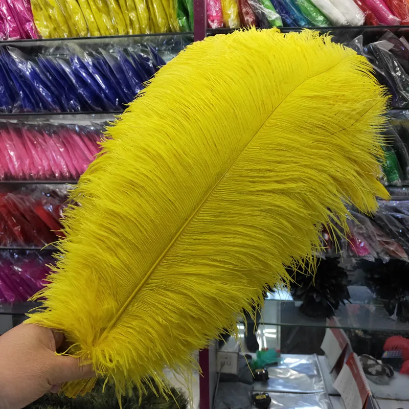 Yellow Праздничные украшения 50 шт красивые разноцветные страусиные перья 18-20 дюймов 45-50 см украшения - Цвет: Yellow