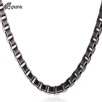 men chain black vintage fashion cool black box high quality aluminium alloy chunky mens statement necklace wholesale n203g