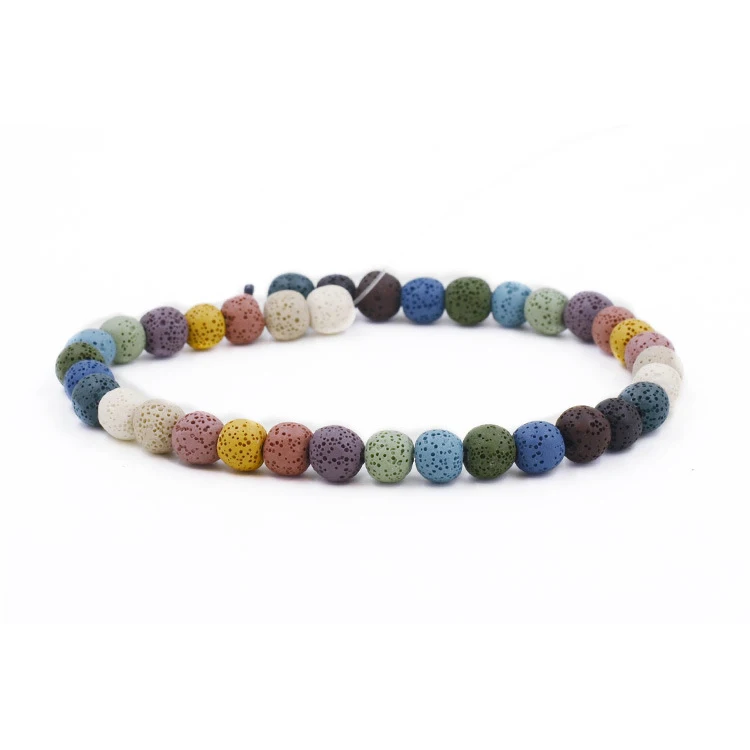 Colorful Volcanic Lava Stone Round Loose beads Natural Rock Ball Wholesale DIY Beads For Jewelry Bracelet Making Gift | Украшения и