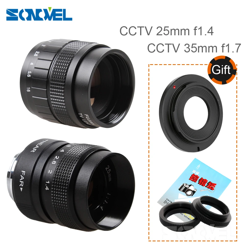 CC TV 25 мм f1.4 + 35 F1.7 объектив для ТВ фильма C образное крепление макрокольцо Sony Φ A6500