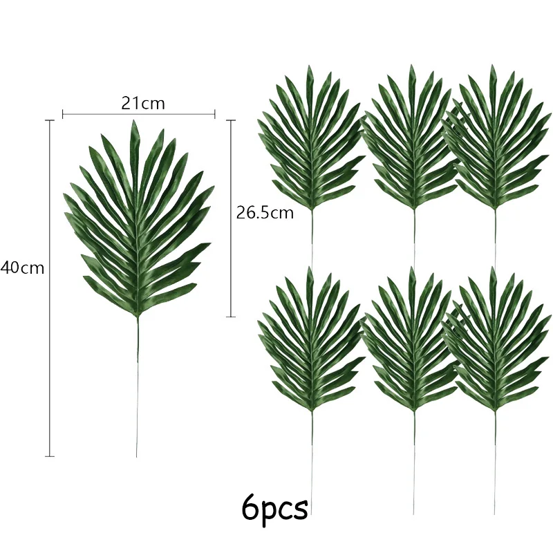Green 4 Artificial 5 шт. искусственные тропические Пальмовые Листья Гавайский лист моделирования Гавайи для Гавайской вечеринки украшения домашний садовый стол Декор - Цвет: Green 4