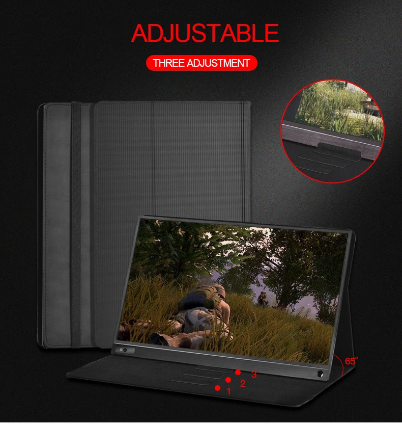 P15A портативный монитор 1920x1080 HD ips 15,6 дюймов дисплей светодиодный компьютер монитор с кожаный чехол для PS4/Xbox/телефона/игр/камеры