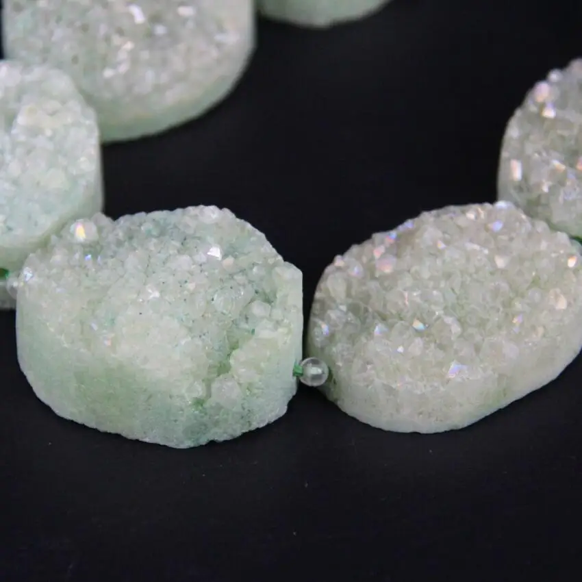 Примерно 8 шт./нитка зеленая AB натуральная кварцевая Друза овальная плита бусины