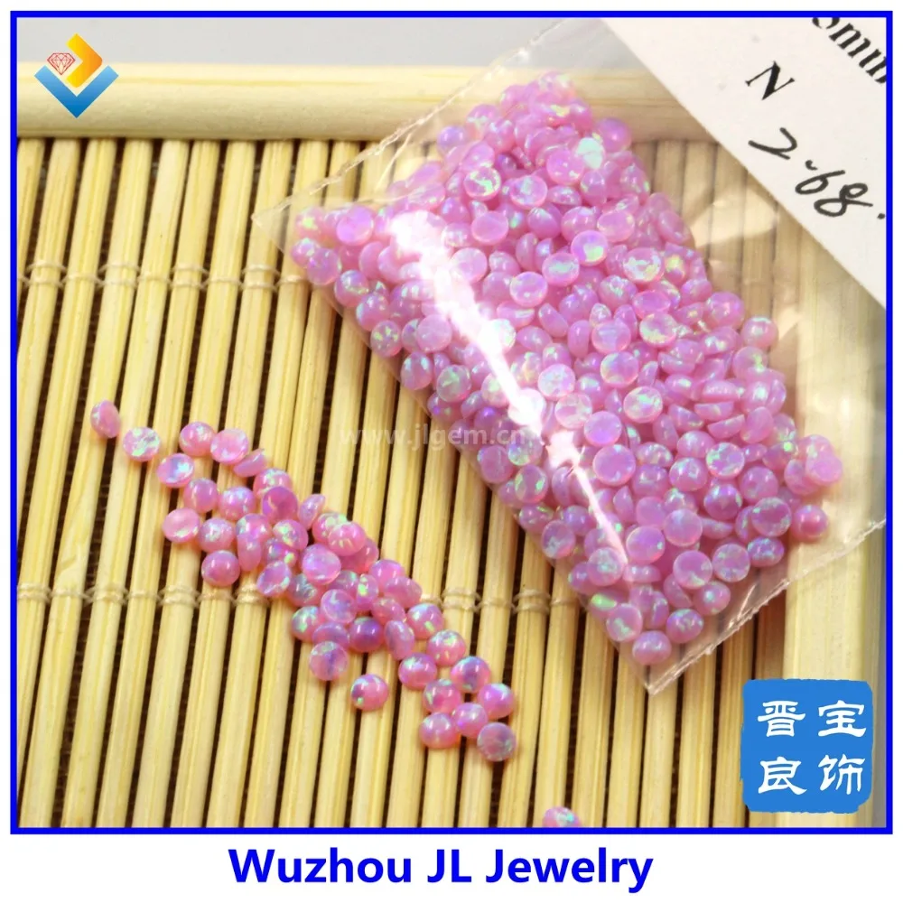 

(50pcs/lot)Hot sale fire pink op10 opal beads round cabochon 3mm for ring making
