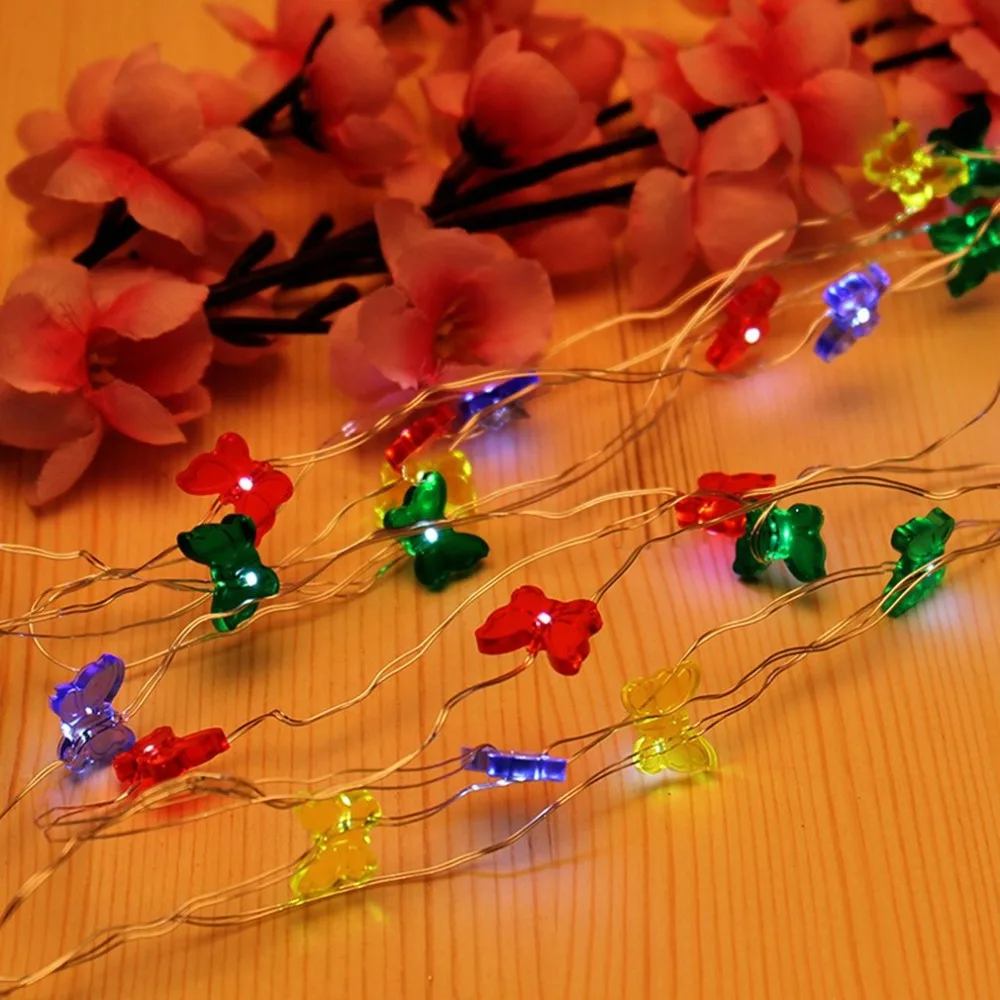 2m 20 LED Butterfly String Light Battery Operated Copper Wire Home Decor Festival Fairy for Wedding Party | Освещение