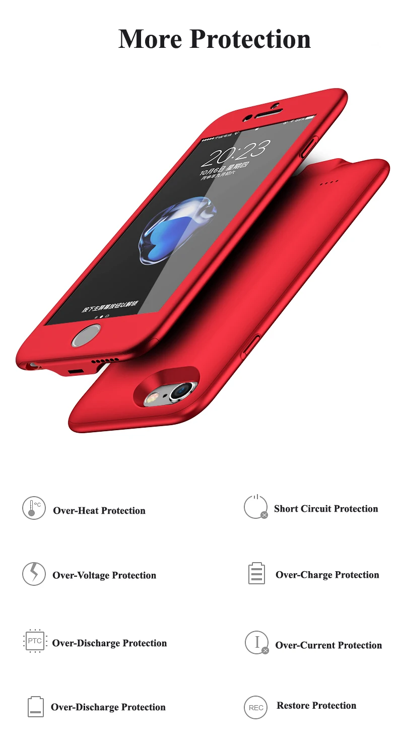 Nohon Чехлы для зарядки аккумуляторов для Apple iPhone 6S 6 7 7G 2500 мАч внешний резервный внешний Ультра тонкий портативный аккумулятор