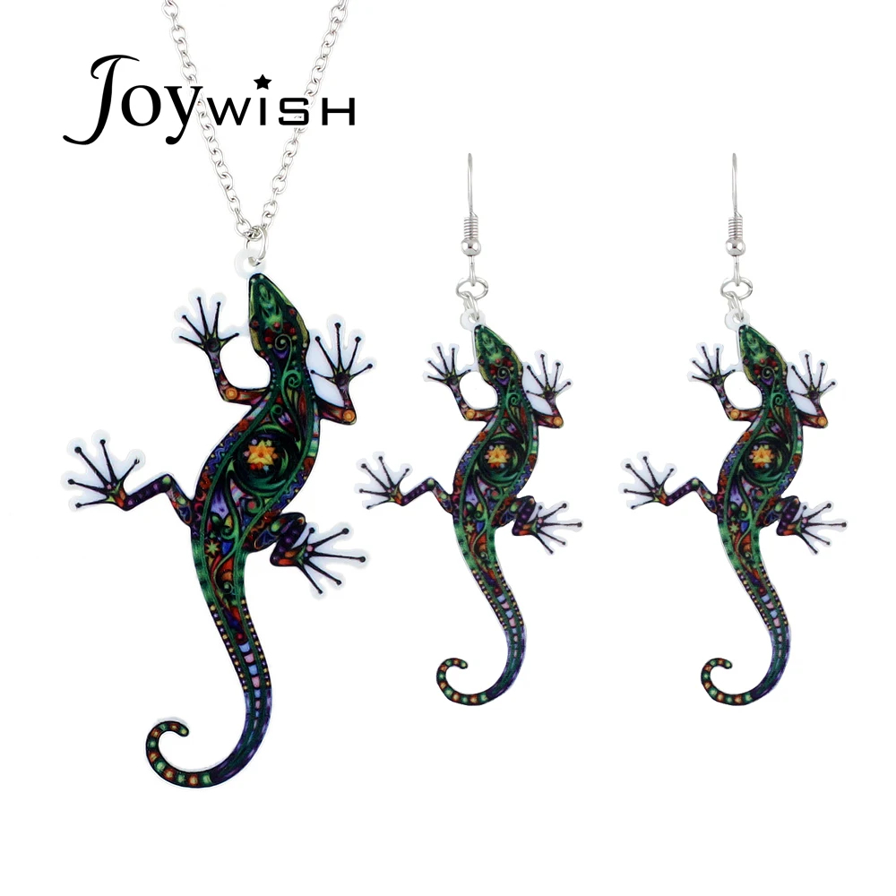 Joywish панк рок Стиль серебряные украшения Цвет длинная цепь с ful Gecko Форма кулон