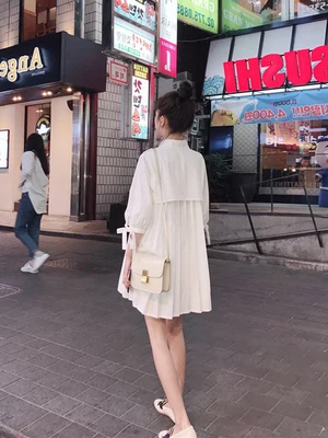 white Femme блузка, рубашка большого размера, женская летняя Свободная блузка, топы, длинная белая рубашка с разрезом сзади, Лоскутная плиссированная дизайнерская женская рубашка - Цвет: white
