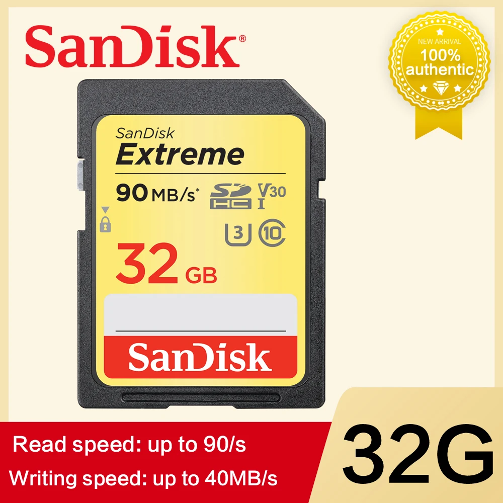 Оригинальная sd-карта SanDisk Extreme SDXC UHS-I 3 4K памяти класс 10 C10 90 Мб/с 600X высокоскоростная карта 64 ГБ 32 ГБ 16 ГБ 128 ГБ 256 ГБ 8 ГБ U3
