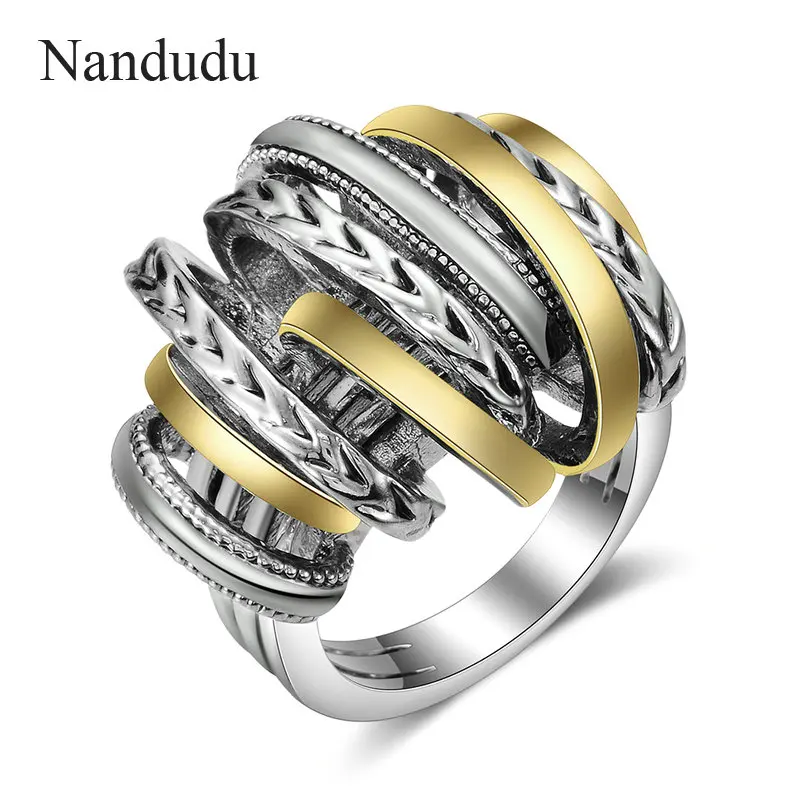 Nandudu новинка серебряные и золотые геометрические кольца на палец для женщин