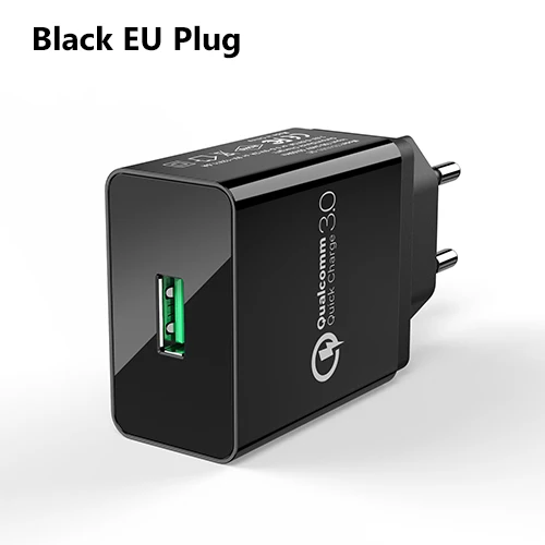 TIEGEM Quick Charge 3,0 USB настенное зарядное устройство адаптер 18 Вт EU US Plug Универсальное зарядное устройство для мобильных телефонов для samsung iphone 7 - Тип штекера: Black EU Plug