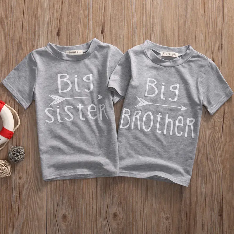 Pudcoco/комплект одежды для крупных братьев и сестер футболка серые футболки с