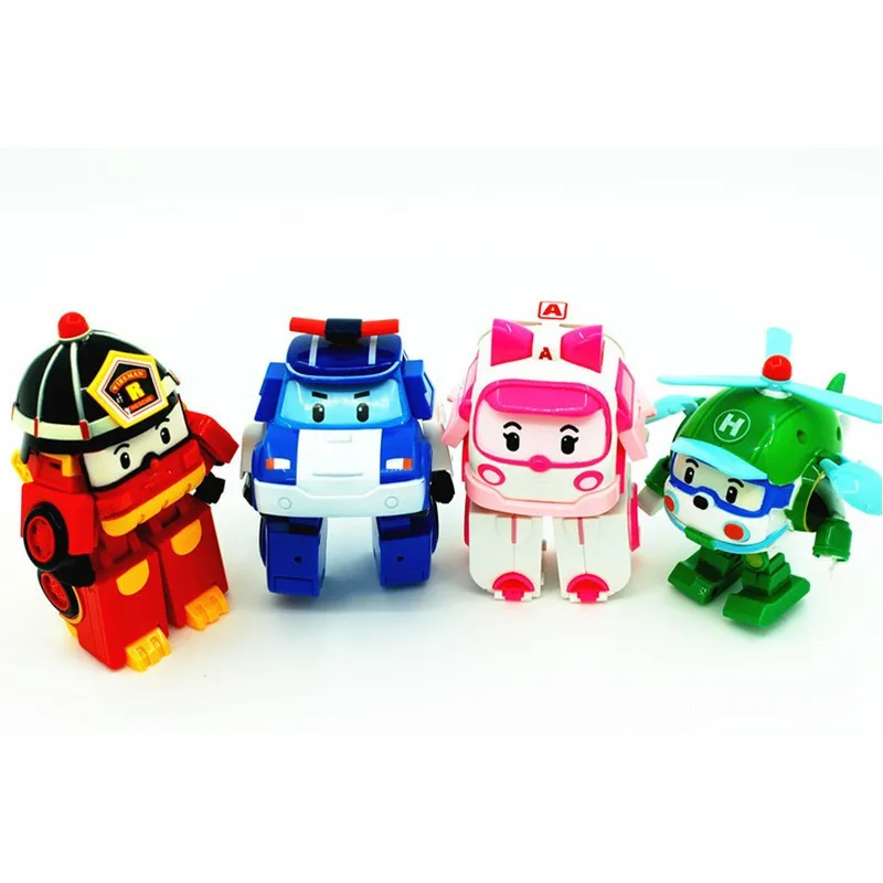 

4pcs/set Robocar Poli Kids Toys Robot Transformation Anime Action Figure Robok Skirts Anime Figures Toy For Children