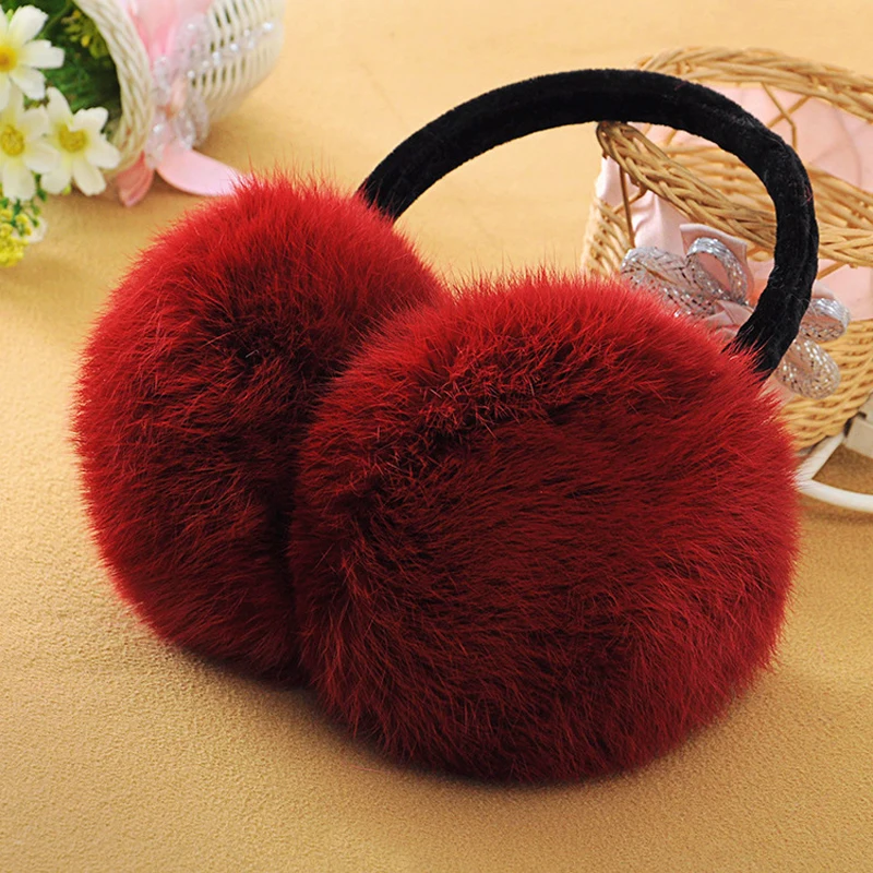 Новый натуральный мех кролика. Плюшевые наушники для защиты ушей. Милые мужчин и