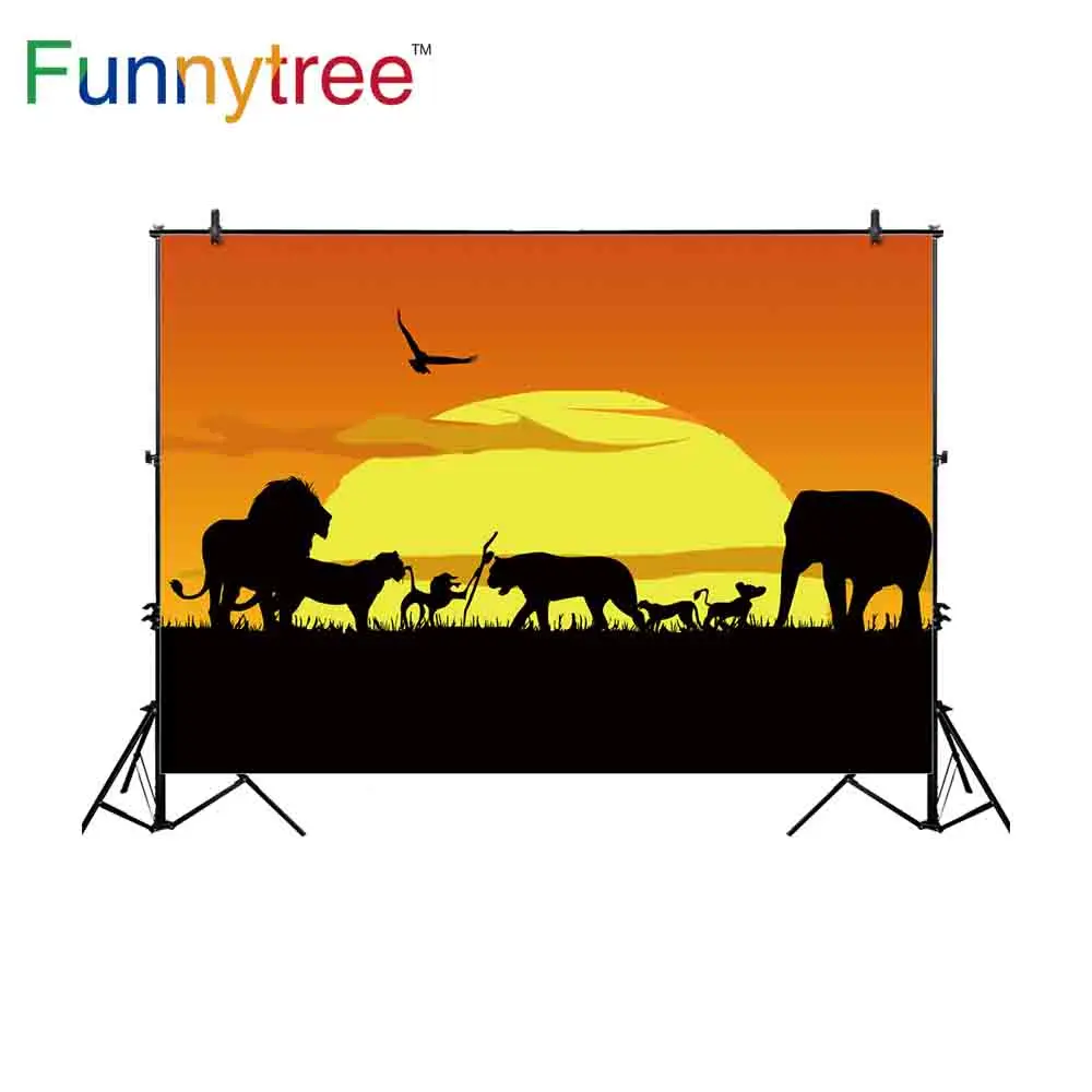 Фотофон Funnytree с изображением заката природного животного дикого мультяшного