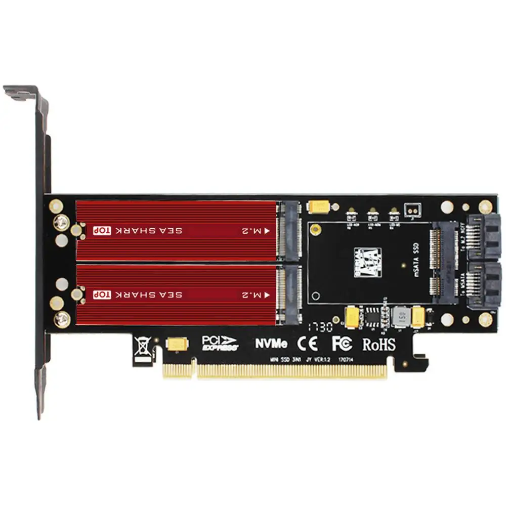 JEYI SK16 PRO m.2 адаптер x16 PCI E3 полная скорость для NVME NGFF M.2 2280 SSD лист теплопроводность