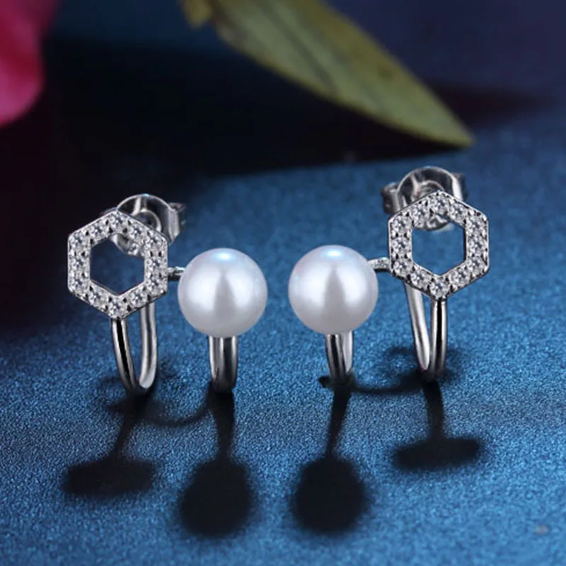 Женские серьги Клипсы из серебра 925 пробы с фианитом|sterling silver clip earrings|clip earrings for