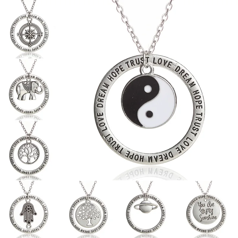 Кольцо Подвеска JINSE BLS184 Yin Yang Elephant компас Love Dream Hope Trust|best friends jewelry|pendant necklaceyin yang |