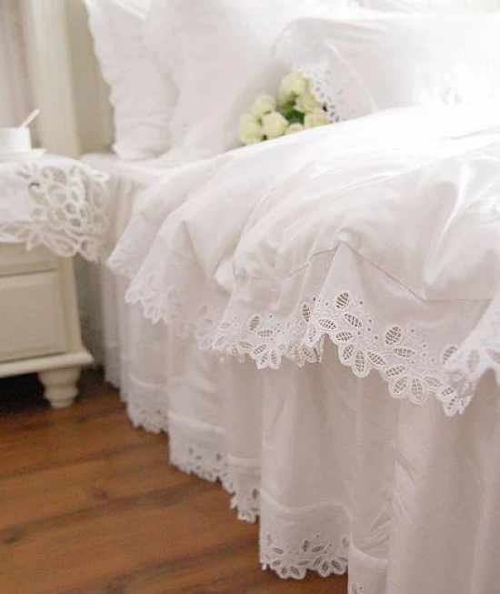 Комплекты постельного белья принцессы из чистого белого хлопка 4 шт. корейское