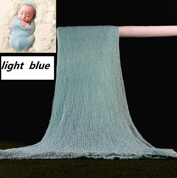 light blue Новорожденный реквизит для фотосессии одеяло хлопковое обертывание растягивающееся детское одеяло пеленание новорожденный фотосессия - Цвет: light blue