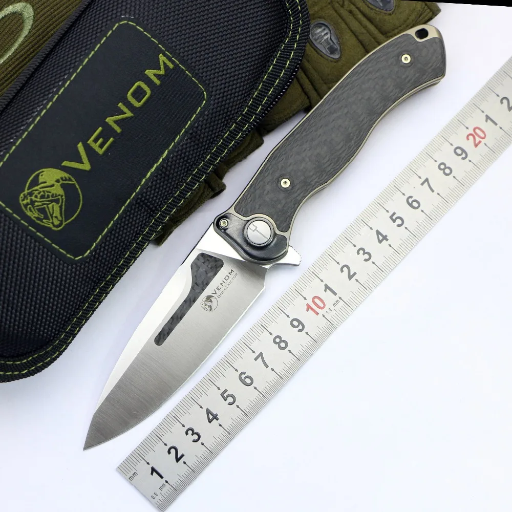 

China VENOM BONE DOCTOR M390 Powder Steel Titanium CF Flipper Folding Knife Outdoor Camping Hunting Kitchen Fruit Knife EDC Tool