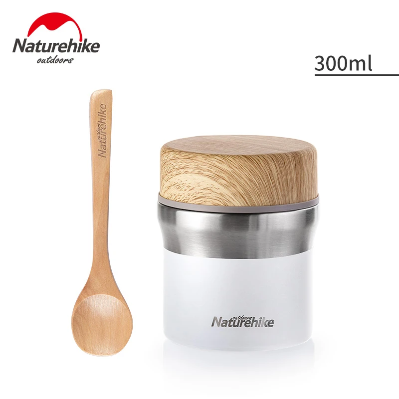 White 300ML Naturehike открытый тепловой Ланч-бокс Посуда Вакуумная чашка для воды 300 мл 400 мл бутылка из нержавеющей стали Портативный для пикника с ложкой - Цвет: White 300ML