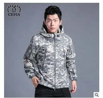 

Free shipping,2016 New shark skin jacket camouflage fleece thick tactics of men's outwear Hoody winter warm Jacket