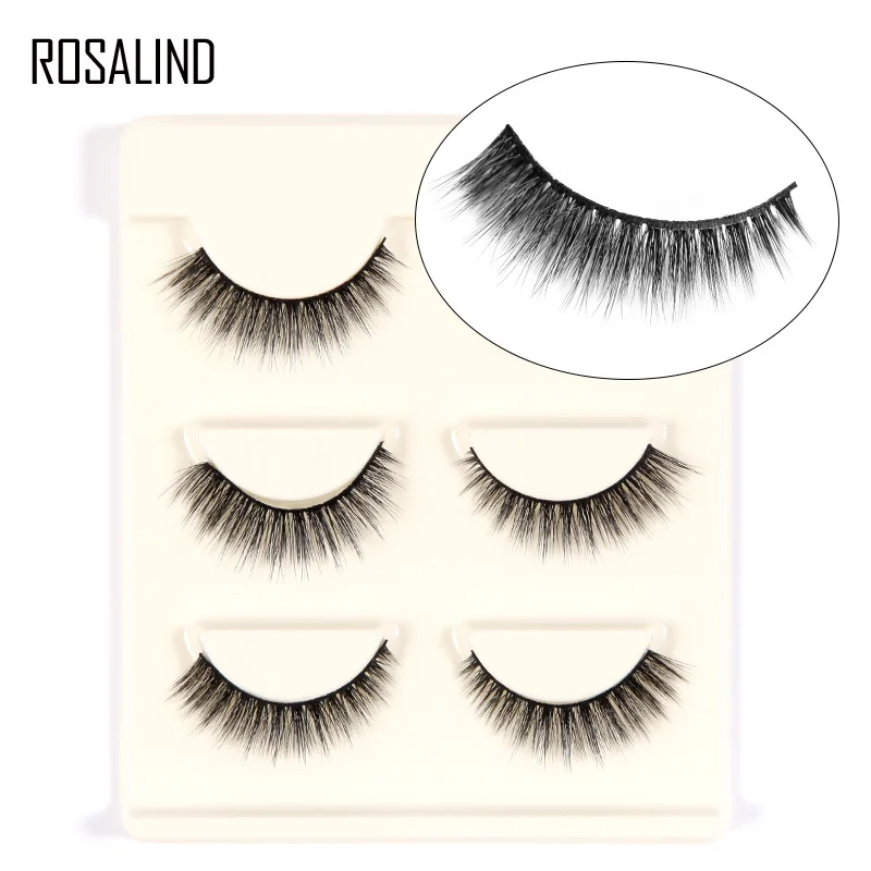 Накладные ресницы ROSALIND 3 пары удлиненные объемные норковые для