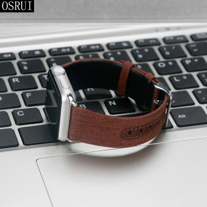 Кожаный ремешок для Apple watch band 44 мм 42 мм 40 мм 38 мм correa aplle Iwatch band 3 2 холст браслет на запястье ремень аксессуары для часов