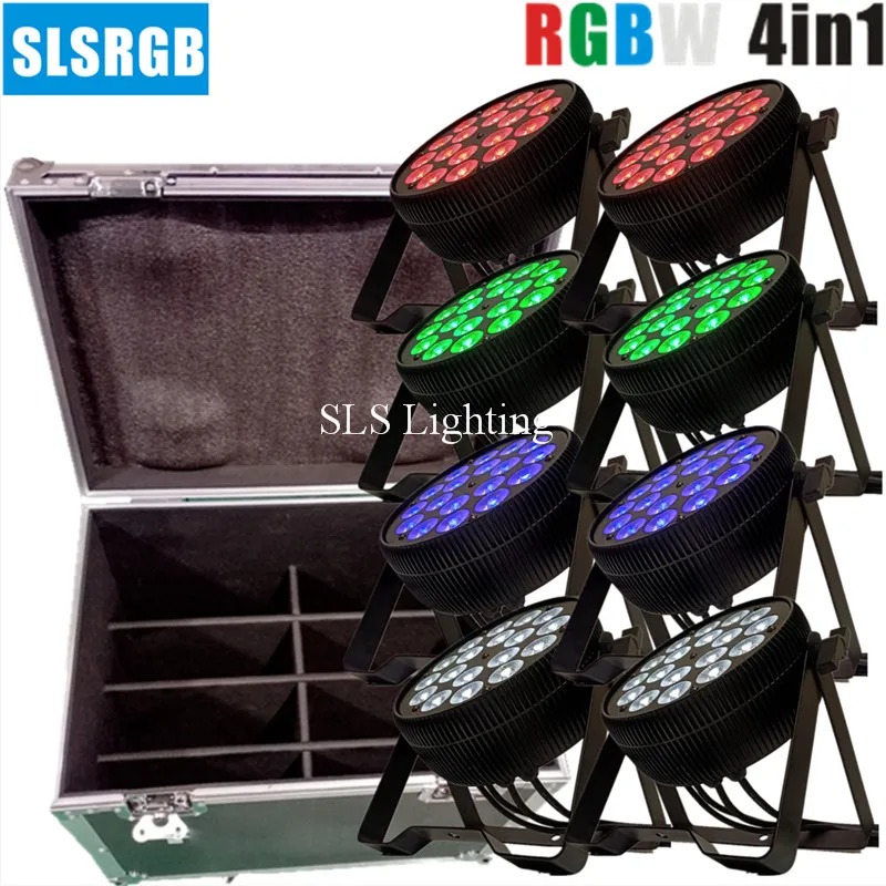 8 шт./лот & flightcase 18x10 Вт светодиодный плоский светильник RGBW 4 в 1 DMX управление