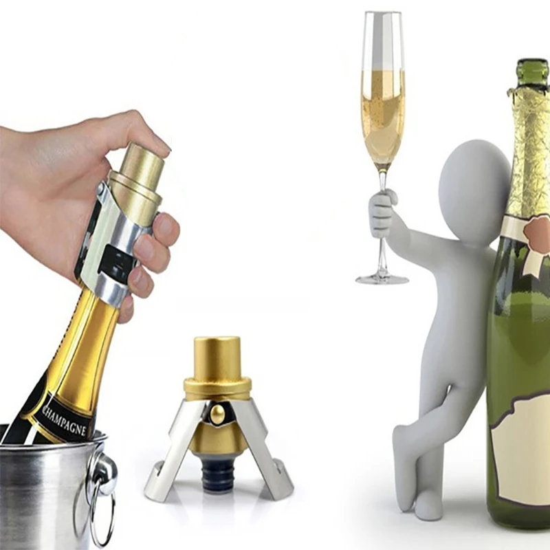 

Portable Stainless Steel Champagne Stopper Cork Sparkling Wine Bottle Plug Sealer