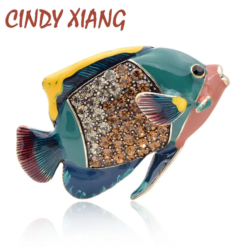 

CINDY XIANG 3 Colors Available Enamel Fish Brooches for Women Clownfish Pins Vintage Creative Animal Pins Vivid Jewelry Gift