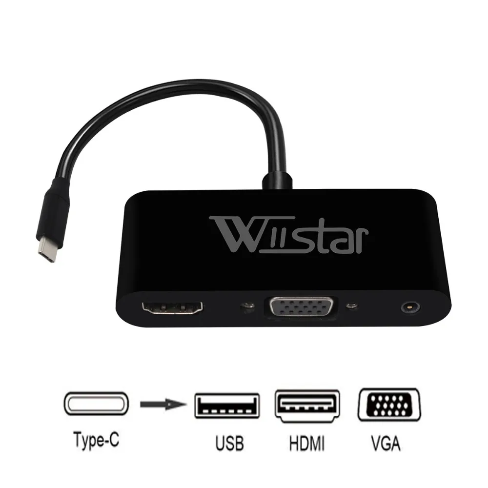 Адаптер USB C 3 1 к HDMI VGA 5 шт. аудиоконвертер Type в концентратор USBC для ноутбуков и