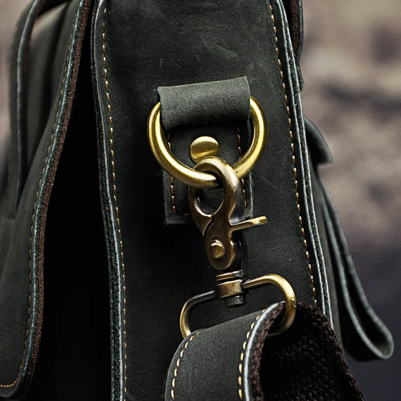 Crazy horse leather men briefcases business 13 inch laptop handbag genuine leather crossbody bag portable shoulder messenger bag