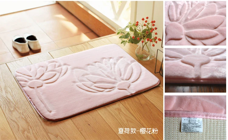 Розовый синий коврик для ванной комнаты большой 3D Цветочный в комнате удобный