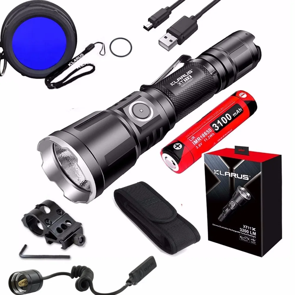 KLARUS XT11X тактический фонарь CREE XHP70.2 светодиодный Макс 3200 люмен зарядка через usb +