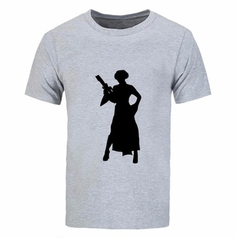 Мужская Мода хлопок футболки Звездные войны силуэт принцесса прохладно
